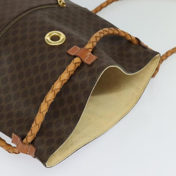 CELINE Macadam Canvas Backpack Pvc Leather Brown Gold - Picture 6 of 12